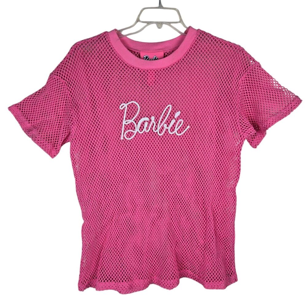 Forever 21 X Barbie Netted Net Mesh Pink T-Shirt … - image 1